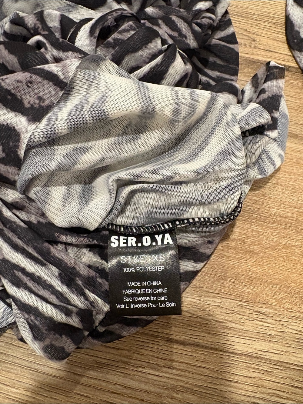 SER.O.YA Aelia Mesh Dress Grey Ocelot Mesh Cutout Ruched Mini XS $348 - Picture 5 of 5